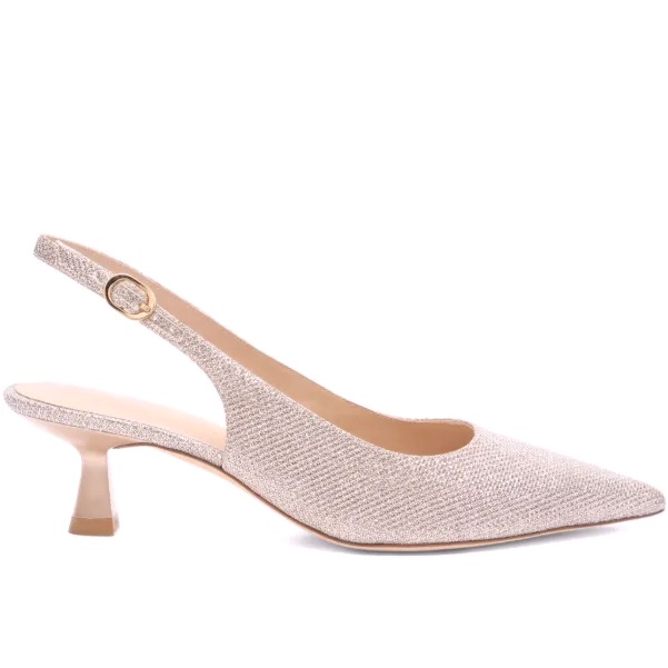 Stuart Weitzman Sculpt Slingback Kitten Heel Pumps Beige Grey Size 8.5 W